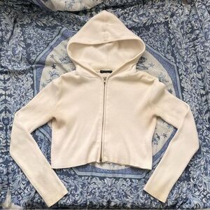Brandy Melville White ‘Arden’ Zip-up Hoodie